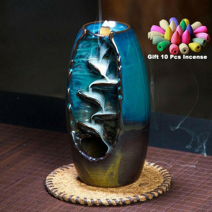 MINIDEAL Home & Garden J31 with 10 Cones Waterfall Incense Burners Candle Aromatherapy Furnace
