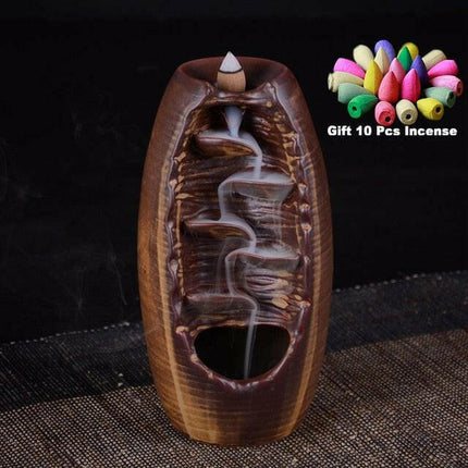 MINIDEAL Home & Garden J32 with 10 Cones Waterfall Incense Burners Candle Aromatherapy Furnace