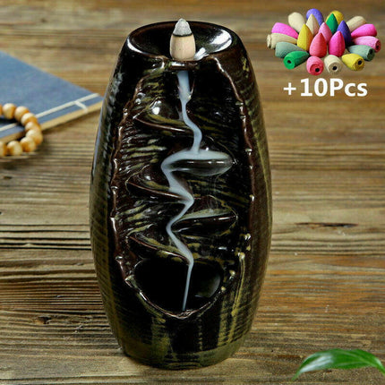 MINIDEAL Home & Garden J33 with 10 Cones Waterfall Incense Burners Candle Aromatherapy Furnace