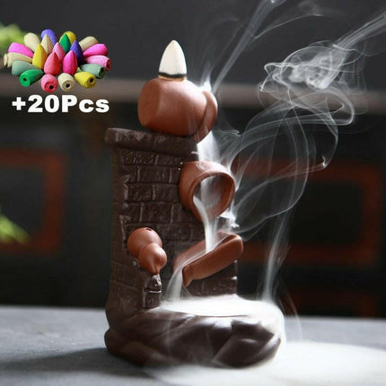 MINIDEAL Home & Garden K06 with 20 Cones Waterfall Incense Burners Candle Aromatherapy Furnace