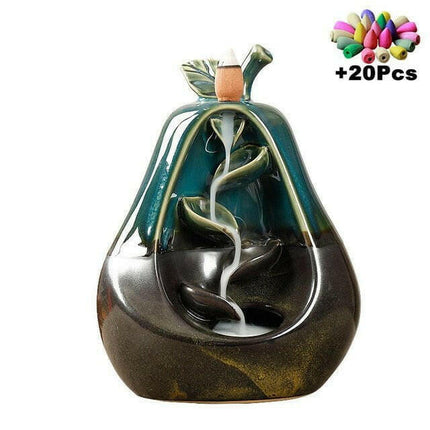 MINIDEAL Home & Garden Pear with 20 Cones Waterfall Incense Burners Candle Aromatherapy Furnace