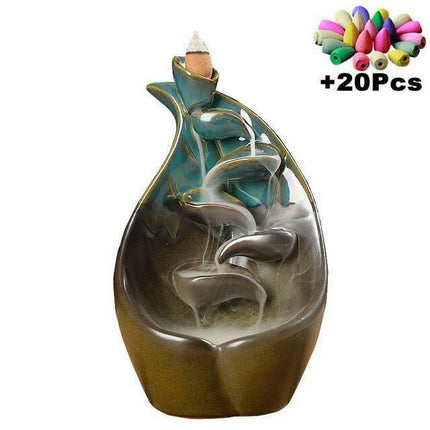 MINIDEAL Home & Garden S29 with 20 Cones Waterfall Incense Burners Candle Aromatherapy Furnace