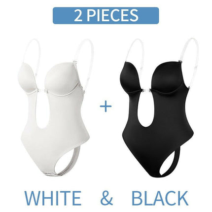 Miss Molly Women's Shop Black And White / S(32) / China Women Shapewear V Backless Clear Strap Bodysuit