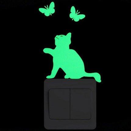 NICELET Kids Shop 006 Cat Butterfly Luminous Cartoon Funny Animal Switch Sticker