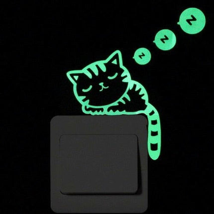 NICELET Kids Shop 009 Sleeping Cat Luminous Cartoon Funny Animal Switch Sticker