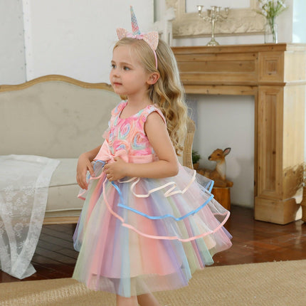 Girls Sleeveless Floral Rainbow Dress - Kids Shop Mad Fly Essentials