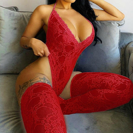 OhYeahLover Women's Shop Red / S Women's Lingerie Lace V Body Stockings