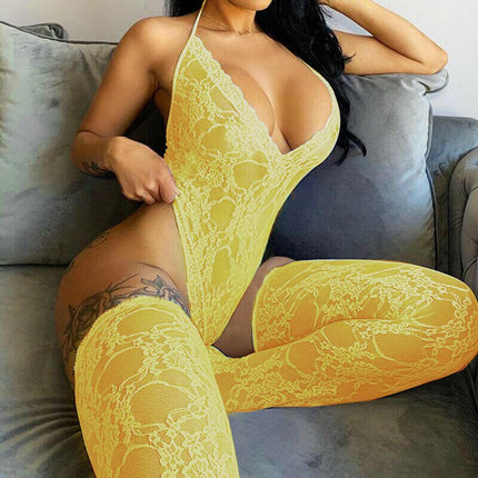 OhYeahLover Women's Shop Yellow / S Women's Lingerie Lace V Body Stockings