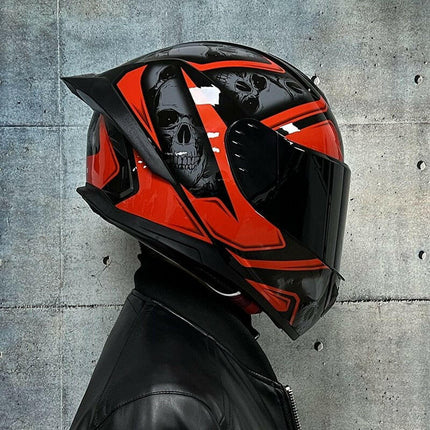 ORZ Helmets Super Deals 9 / M Orz Motorcycle Full Face Red Scaled DOT Helmets