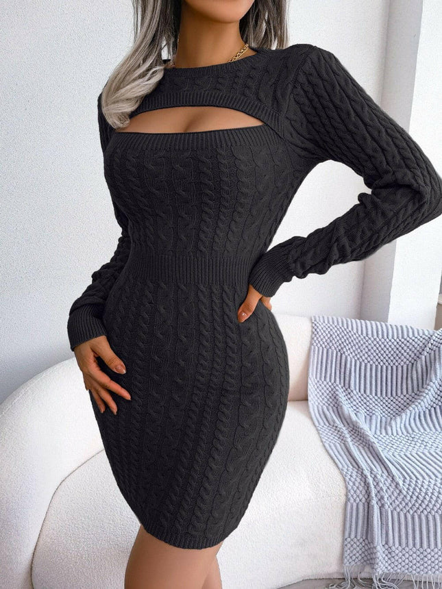 Women Knitted Long Bodycon Sweater Mini Dress - Women's Shop Mad Fly Essentials