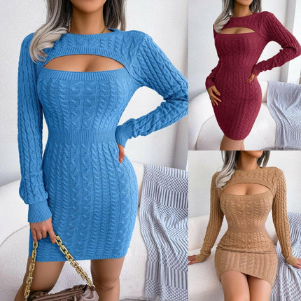 Women Knitted Long Bodycon Sweater Mini Dress - Women's Shop Mad Fly Essentials