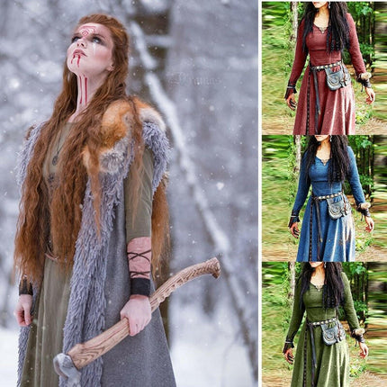 Women Medieval Celtic-Viking Gothic Maxi Fairy Dress - Mad Fly Essentials