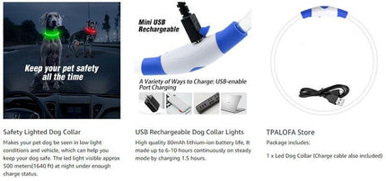 LED Luminous USB 3-Mode Cat Dog Collar - Pet Care Mad Fly Essentials