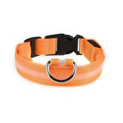 PetZone Super Deals Wire Mesh Orange / XS 28-38cm Pet Dog Safety LED Flashing Collar