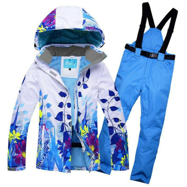 RIVIYELE Women's Shop BSLH and blue / S Women Ski Suit Windproof Snowboard Jacket+Pants