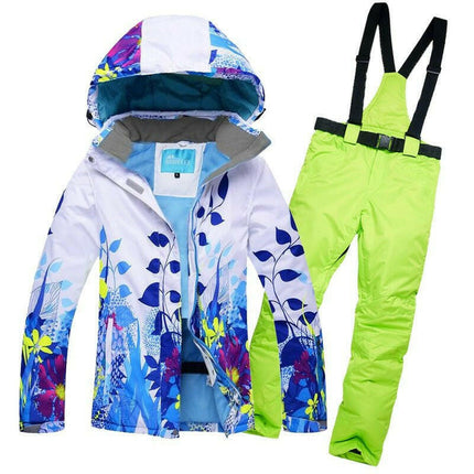 RIVIYELE Women's Shop BSLH and green / S Women Ski Suit Windproof Snowboard Jacket+Pants