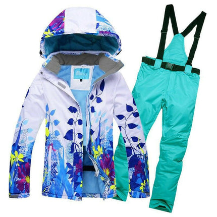 RIVIYELE Women's Shop BSLH and lake blue / S Women Ski Suit Windproof Snowboard Jacket+Pants