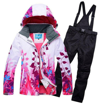 RIVIYELE Women's Shop HSLH and Black / S Women Ski Suit Windproof Snowboard Jacket+Pants