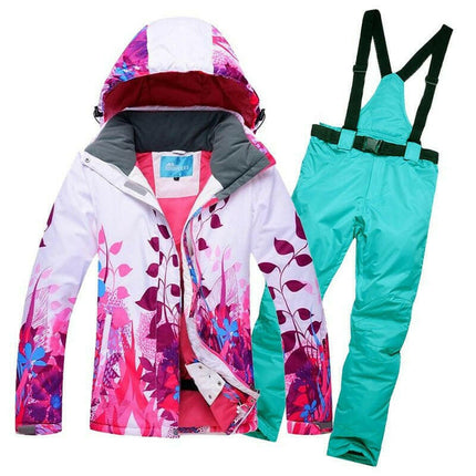 RIVIYELE Women's Shop HSLH and lake blue / S Women Ski Suit Windproof Snowboard Jacket+Pants