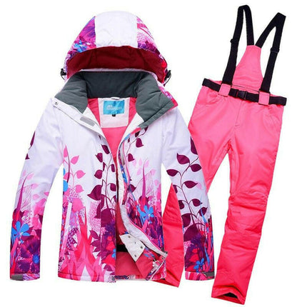 RIVIYELE Women's Shop HSLH and pank / S Women Ski Suit Windproof Snowboard Jacket+Pants