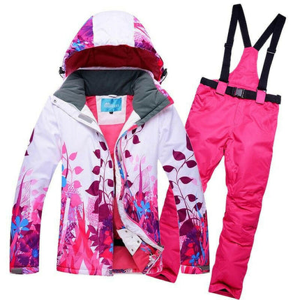 RIVIYELE Women's Shop HSLH and Red / S Women Ski Suit Windproof Snowboard Jacket+Pants
