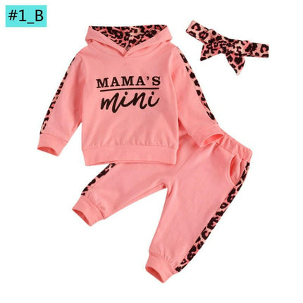 RUEWEY Kids Shop 1B / 6-12 Months Newborn Girl Leopard Tops+Pants 3pc. Sets