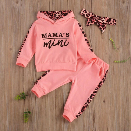 RUEWEY Kids Shop Newborn Girl Leopard Tops+Pants 3pc. Sets
