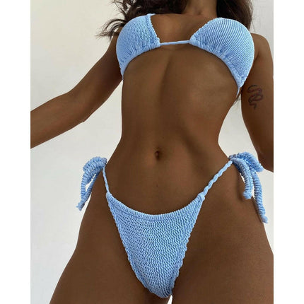 SexyLacey Women's Shop Blue / S Women Solid Push Up Brazilian Bikini Swimwear