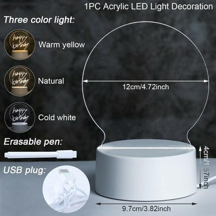 Sololandor Lighting & Bulbs 3 color light-2 Note Board Creative 3D LED Night Light Lamp USB