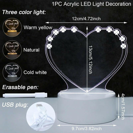 Sololandor Lighting & Bulbs 3 color light-3 Note Board Creative 3D LED Night Light Lamp USB