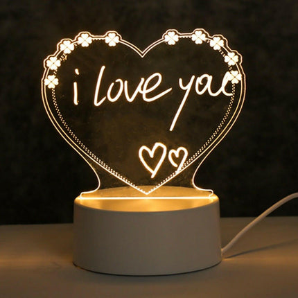 Sololandor Lighting & Bulbs Note Board Creative 3D LED Night Light Lamp USB