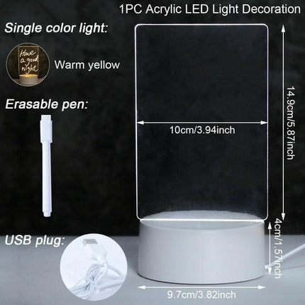 Sololandor Lighting & Bulbs warm light-1 Note Board Creative 3D LED Night Light Lamp USB