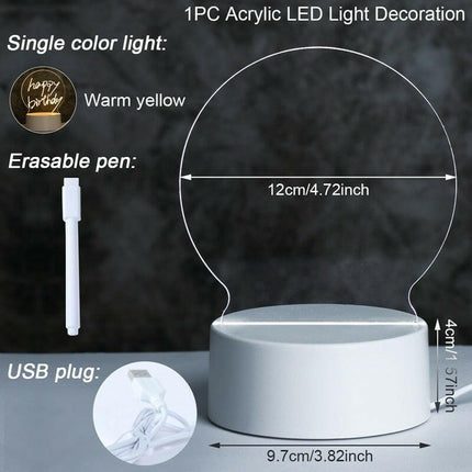 Sololandor Lighting & Bulbs warm light-2 Note Board Creative 3D LED Night Light Lamp USB