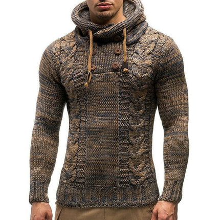 TrendSetter Men's Fashion Khaki / S Men's Solid Hooded Sweaters O-Neck Long Slim Fit Pullover