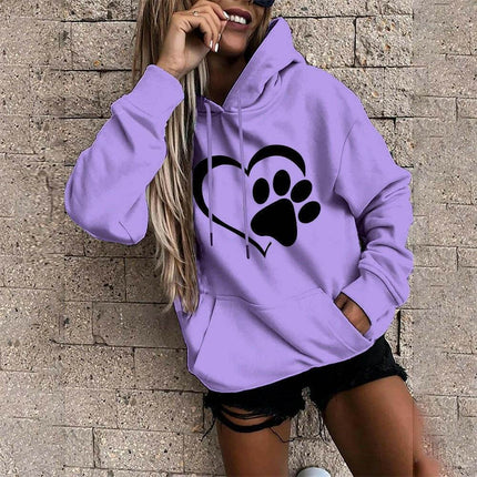 Women Fashion Pink Purple Footprint Hoodies - Hoodies - Metaphor - Mad Fly Essentials