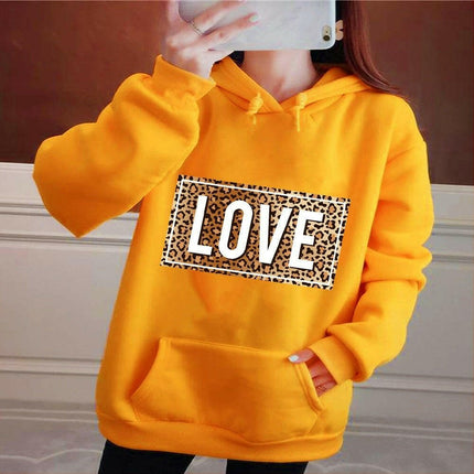 Women Loose Leopard Love Hoodies - Hoodies - LoveUFashion - Mad Fly Essentials