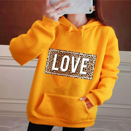 Women Loose Leopard Love Hoodies - Hoodies - LoveUFashion - Mad Fly Essentials