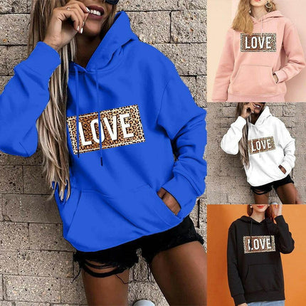 Women Loose Leopard Love Hoodies - Hoodies - LoveUFashion - Mad Fly Essentials