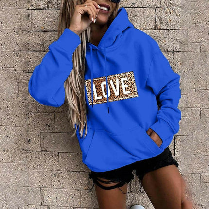 Women Loose Leopard Love Hoodies - Hoodies - LoveUFashion - Mad Fly Essentials