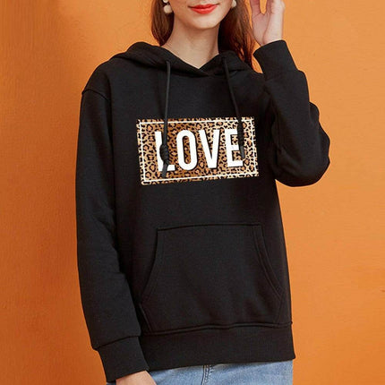 Women Loose Leopard Love Hoodies - Hoodies - LoveUFashion - Mad Fly Essentials
