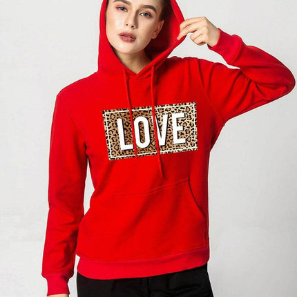 Women Loose Leopard Love Hoodies - Hoodies - LoveUFashion - Mad Fly Essentials