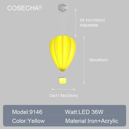 Yitemas Lighting & Bulbs Dia30H46H150cm 3 / 3 Light Colors Kids Led Pendant Light Unique Hot Air Balloon Hanging Lamp
