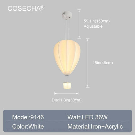 Yitemas Lighting & Bulbs Dia30H46H150cm / 3 Light Colors Kids Led Pendant Light Unique Hot Air Balloon Hanging Lamp