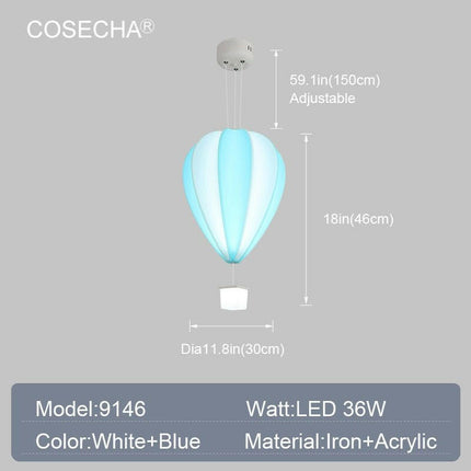 Yitemas Lighting & Bulbs Dia30H46H150cm 4 / 3 Light Colors Kids Led Pendant Light Unique Hot Air Balloon Hanging Lamp