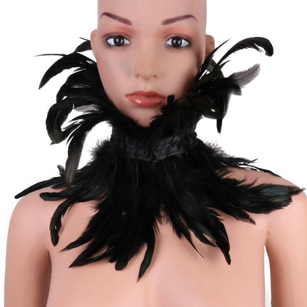 YiZYiF Women's Shop Type B -Black Women Gothic Victorian Feather Shawl Lace Choker