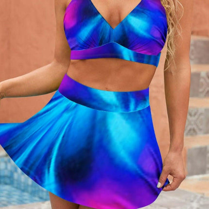 Yoga Women's Shop Blue / S Women's Summer 3D Pattern Beach Swimsuit S-6XL Skirt Set