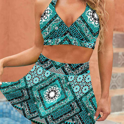 Yoga Women's Shop Green / S Women's Summer 3D Pattern Beach Swimsuit S-6XL Skirt Set
