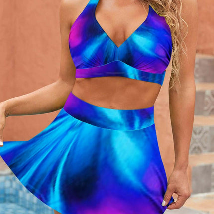 Yoga Women's Shop Women's Summer 3D Pattern Beach Swimsuit S-6XL Skirt Set