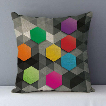 YOUNMLEY Home & Garden J6 2 / 450mm*450mm Crazy Geometric Linen Decorative Pillowcase
