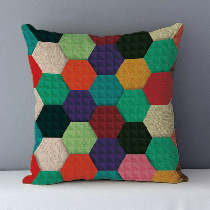 YOUNMLEY Home & Garden J6 7 / 450mm*450mm Crazy Geometric Linen Decorative Pillowcase